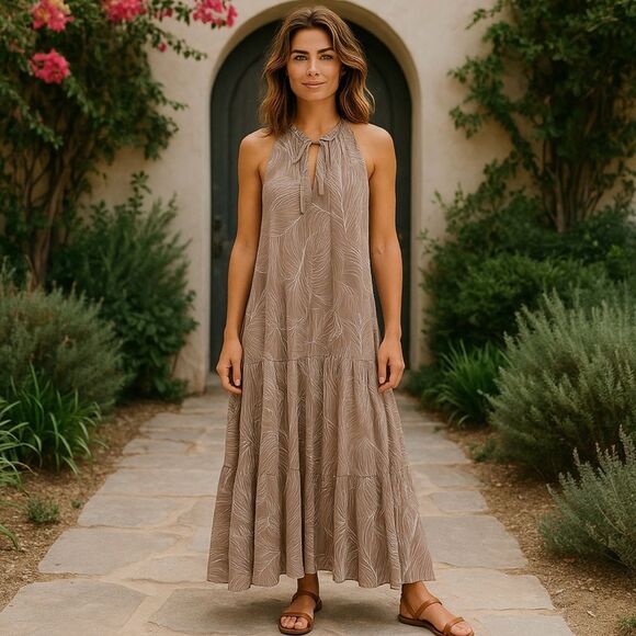 Prologue Taupe Halter Maxi Dress - Picture 3 of 6